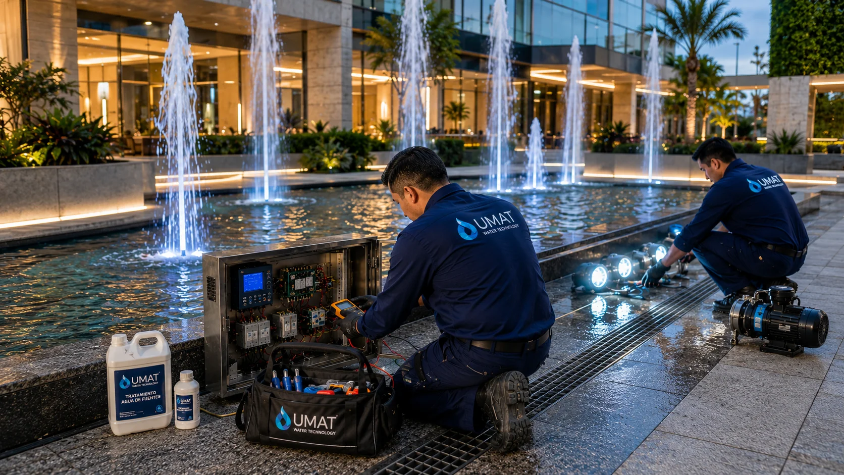 Mantenimiento de fuentes ornamentales musicales interactivas y multimedia