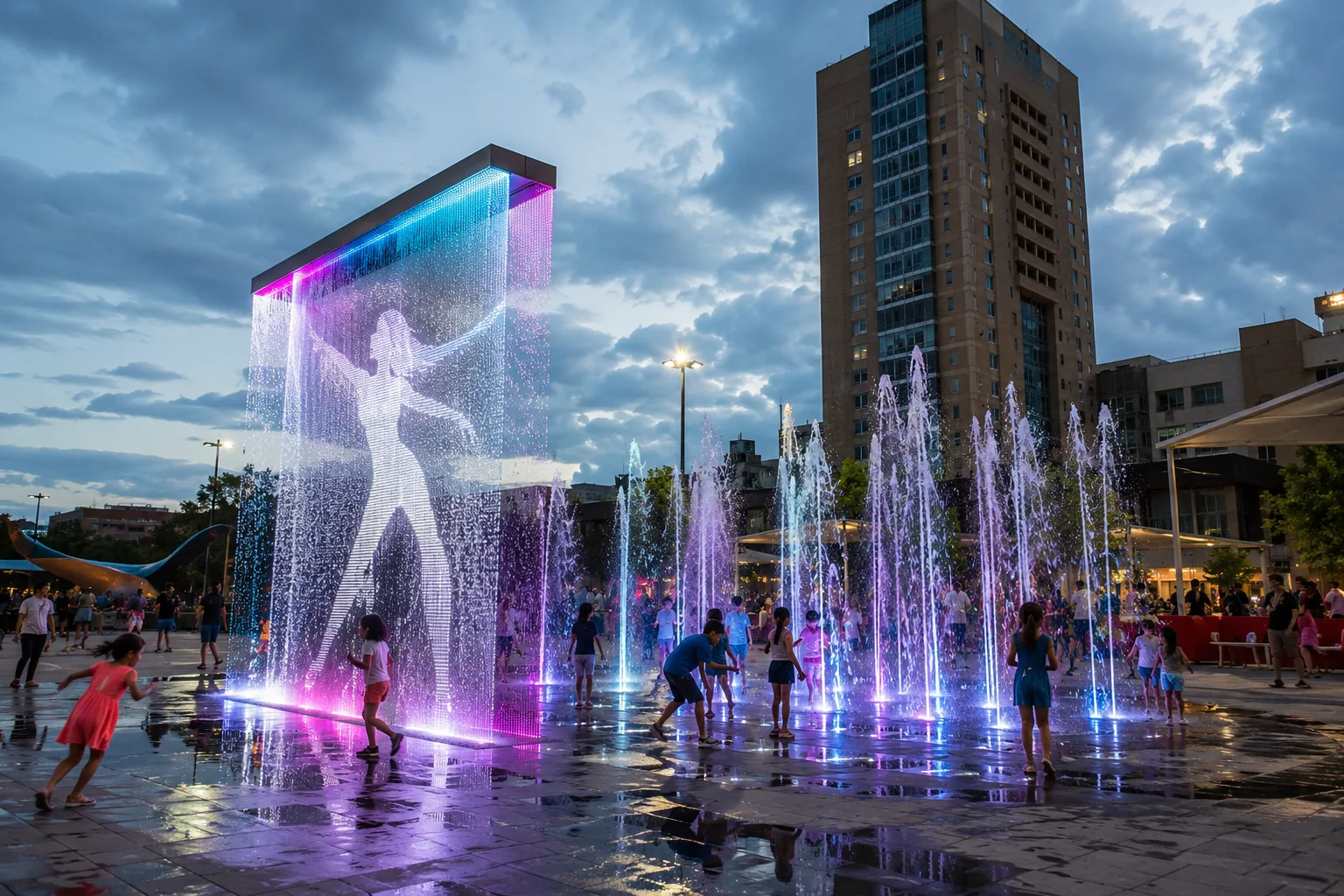 Water Art arte interactivo urbano con esculturas acuáticas digitales e interacción ciudadana