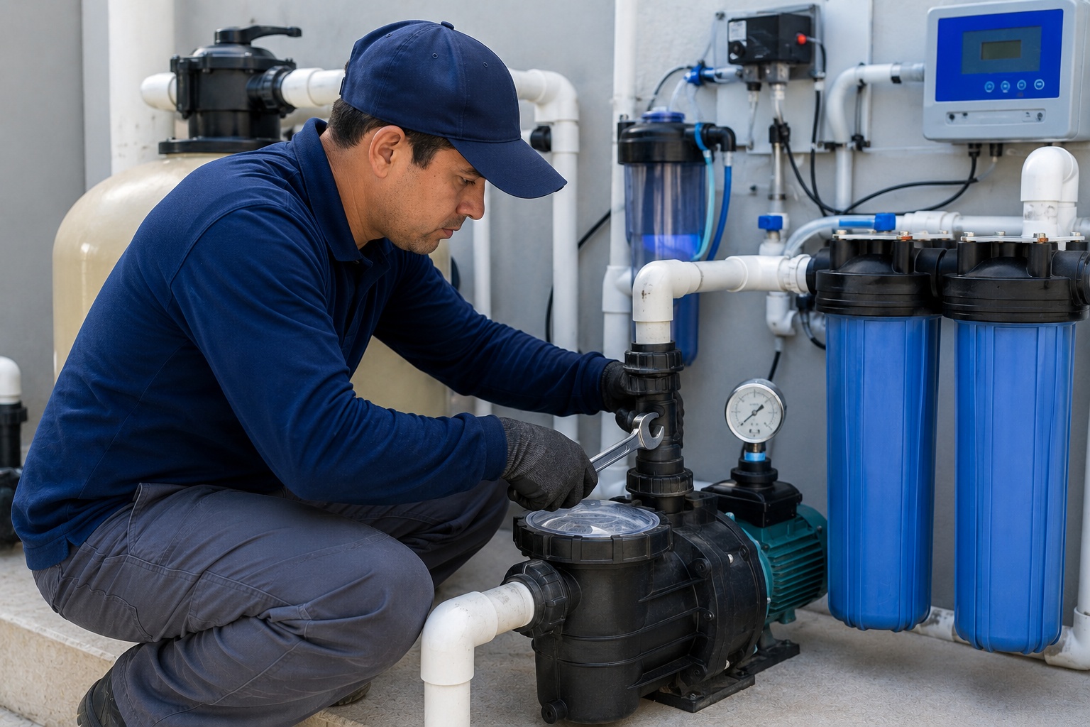 Servicio a equipos de tratamiento de agua, filtros, bombas y suavizadores
